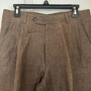 Brooks Brothers brown linen slacks.